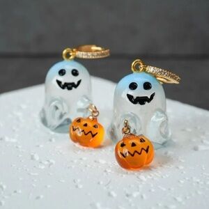 Ghost and Pumpkin Halloween Earrings
